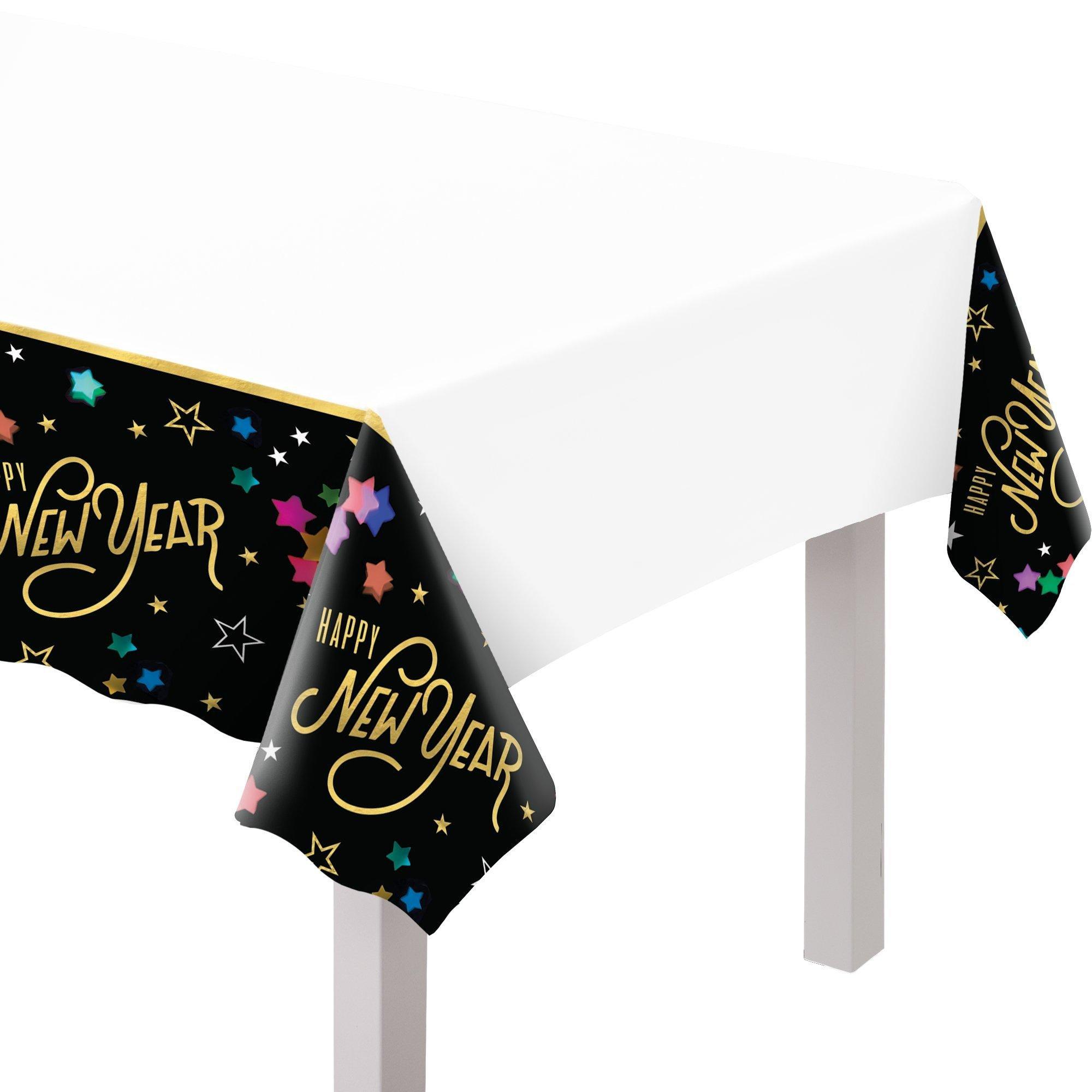 Starlight New Year's Eve Tableware Kit for 20 Guests - Kit Includes Plates, Napkins, Table Cover & Banner Decoration